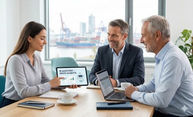 KI Einstieg leicht gemacht - Beratung am Bürotisch - Foto KI generiert