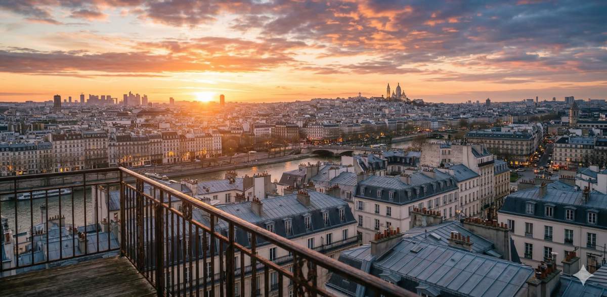 KI - Europas eigene Systeme - Sonnenaufgang über Paris - Foto KI generiert